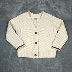 Roots Cabin Cardigan Sweater Womens M Wool V Neck Chunky Knit Old Money